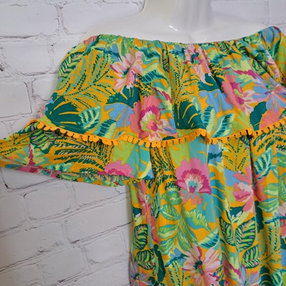 Cato Est. 1946 Tropical Off Shoulder Soft Rayon Top Size Small - Picture 3 of 8